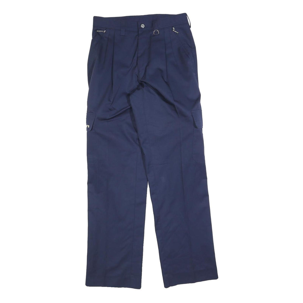 OLAF'S Mens Regular Navy Blue Trousers W28 L32 Zip Closure Side Pocket Workwear