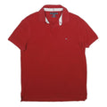 TOMMY HILFIGER Mens Red Short Sleeve Plain M Cotton Polo Shirt Classic Fit