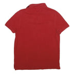 TOMMY HILFIGER Mens Red Short Sleeve Plain M Cotton Polo Shirt Classic Fit