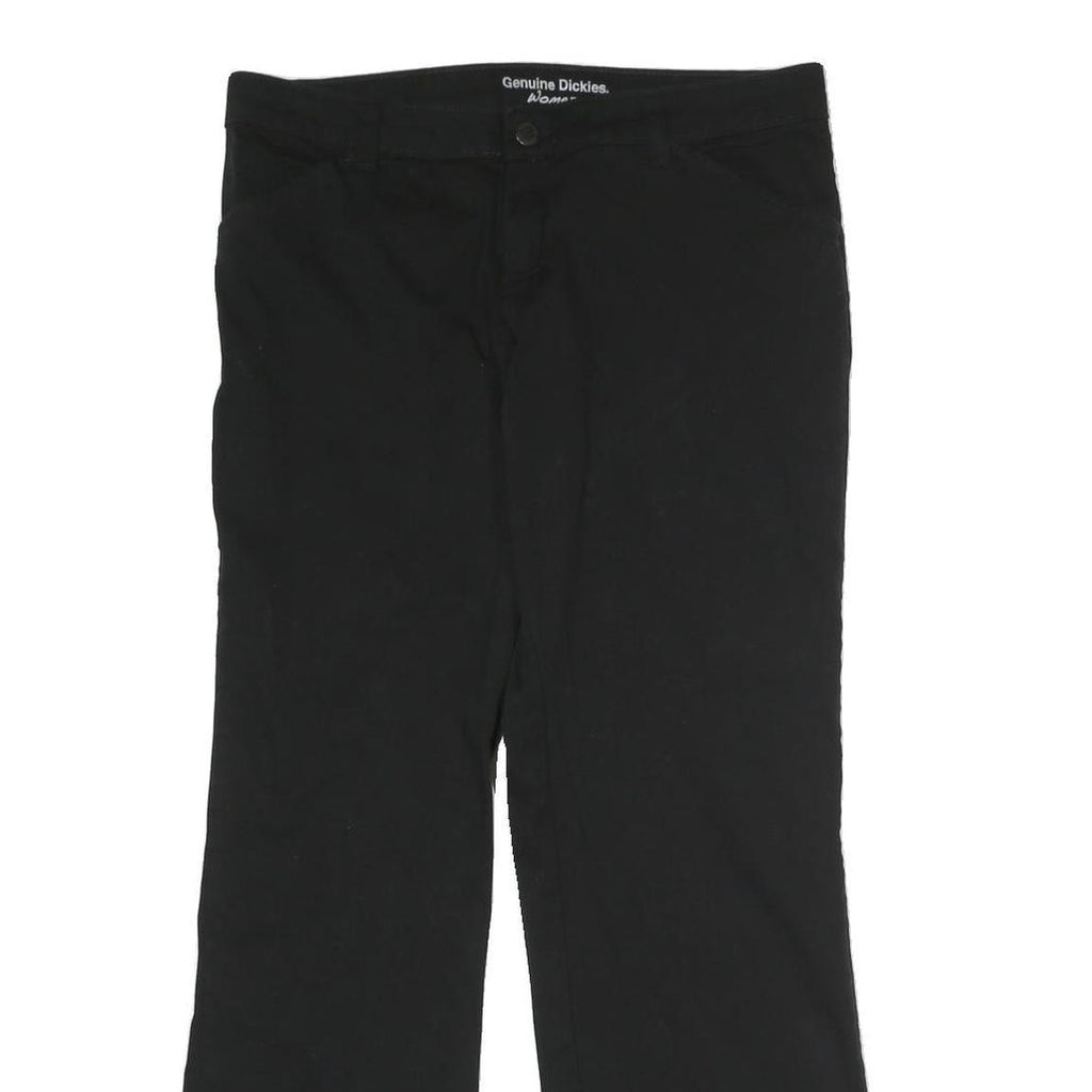 DICKIES Womens Black Relaxed Straight Trousers W32 L28 Cotton Blend Zip