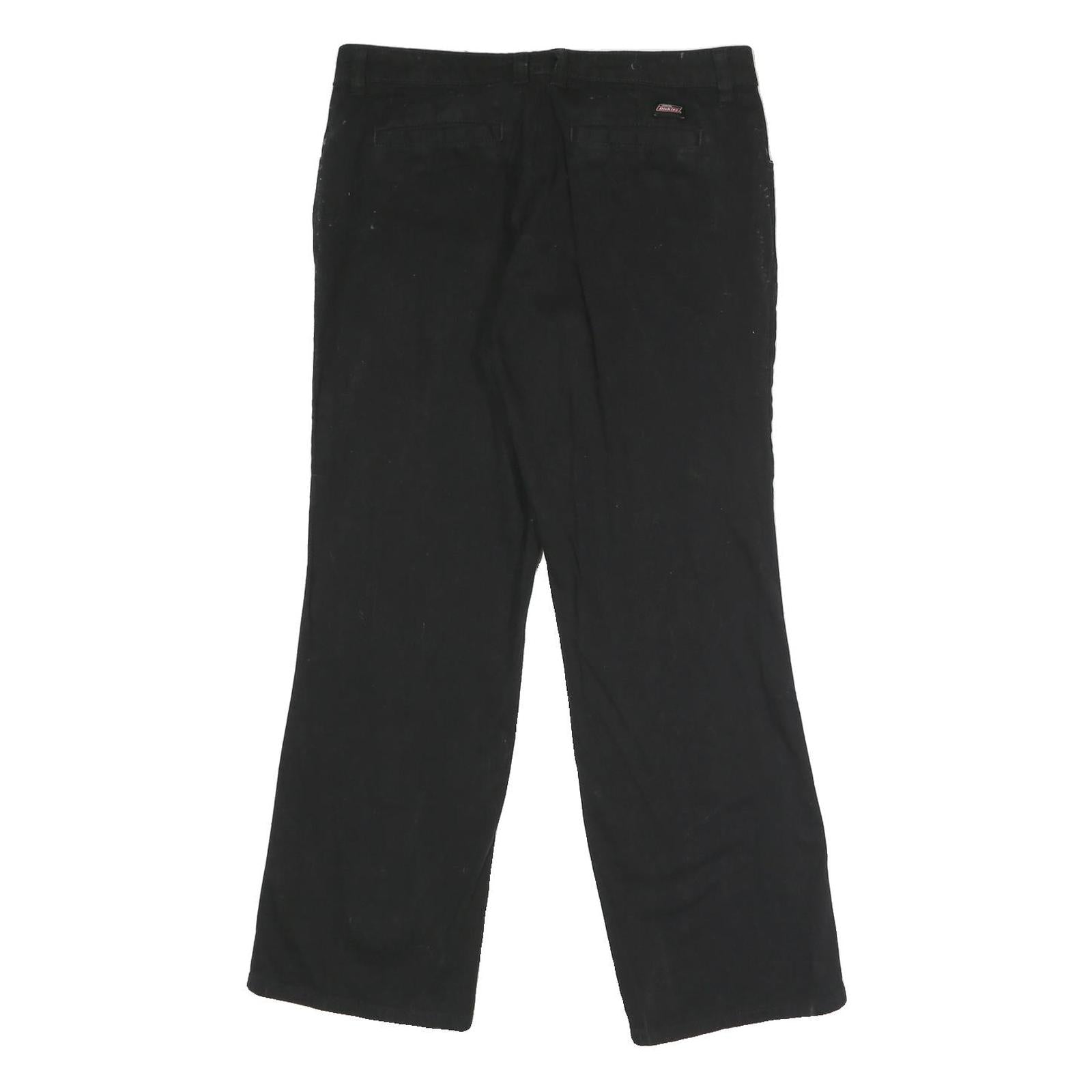 DICKIES Womens Black Relaxed Straight Trousers W32 L28 Cotton Blend Zip