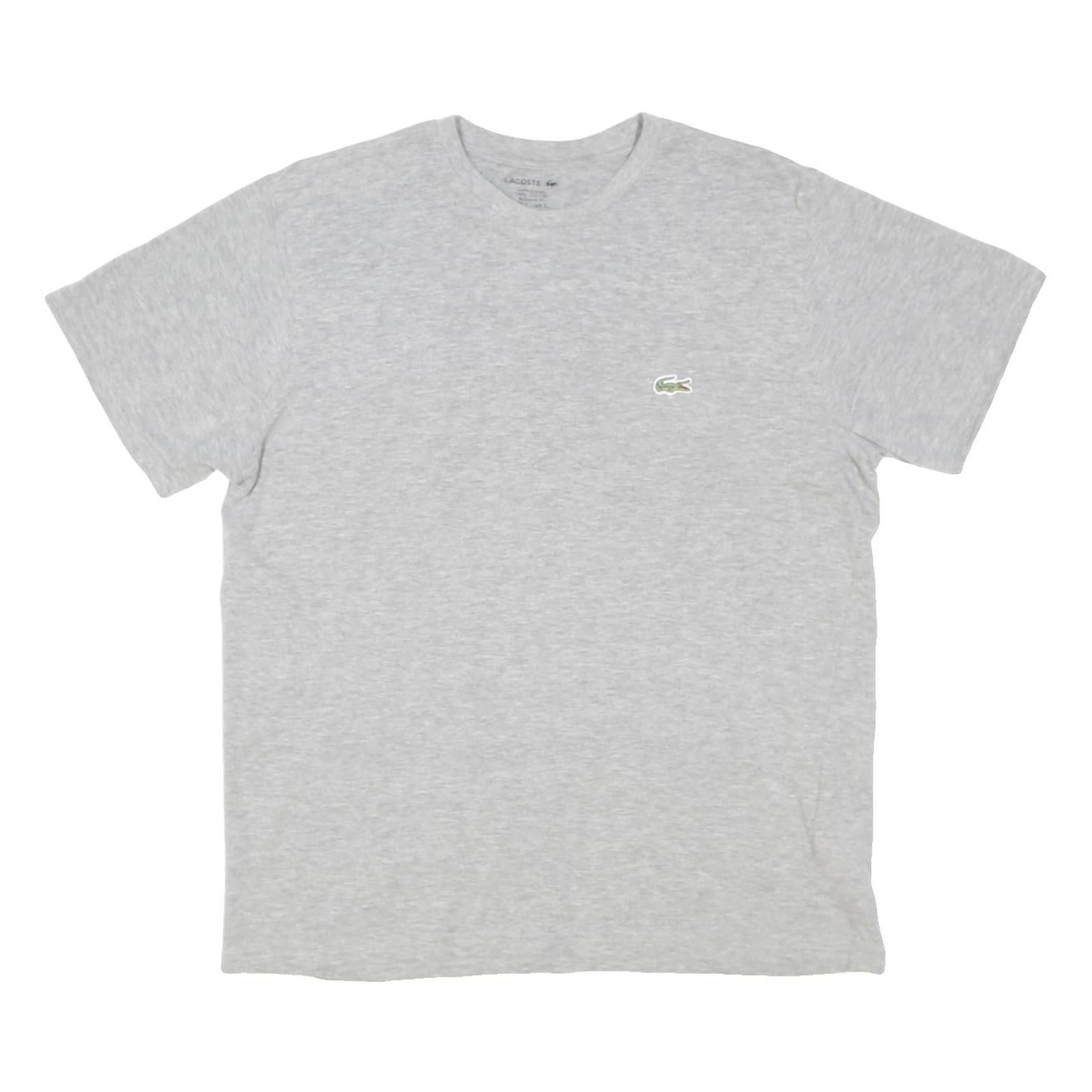 LACOSTE Womens Grey Crew Neck T-Shirt L Cotton Blend Classic Fit Casual