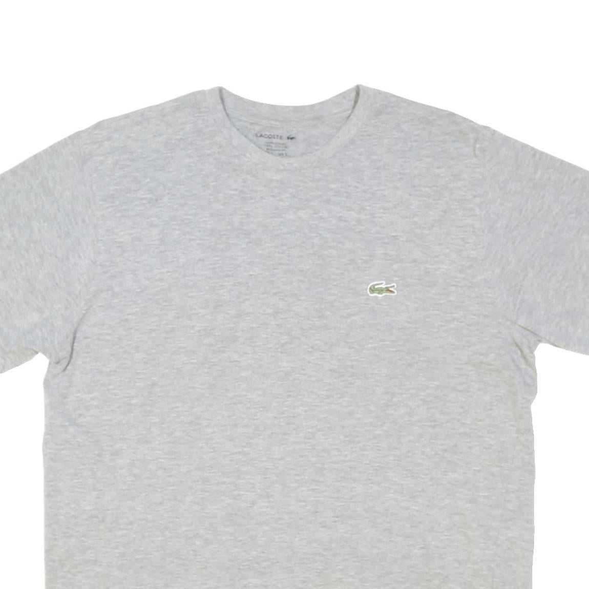 LACOSTE Womens Grey Crew Neck T-Shirt L Cotton Blend Classic Fit Casual