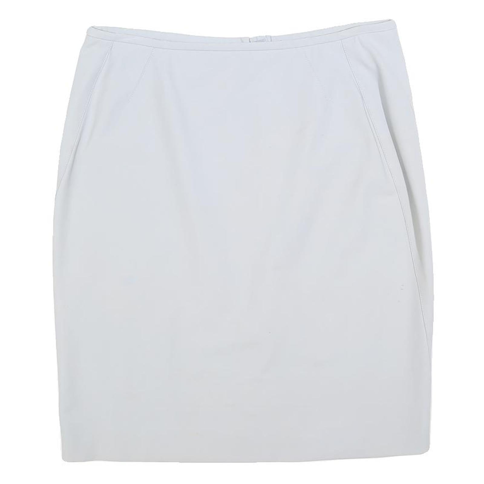 ARMANI COLLEZIONI Womens White Cotton Blend Pencil Knee Length Skirt M Elegant