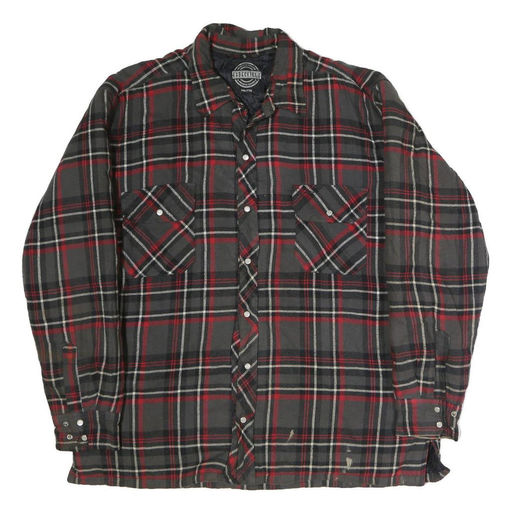 FORCEFIELD Mens Black & Red Check Shirt 2XL Cotton Casual Long Sleeve