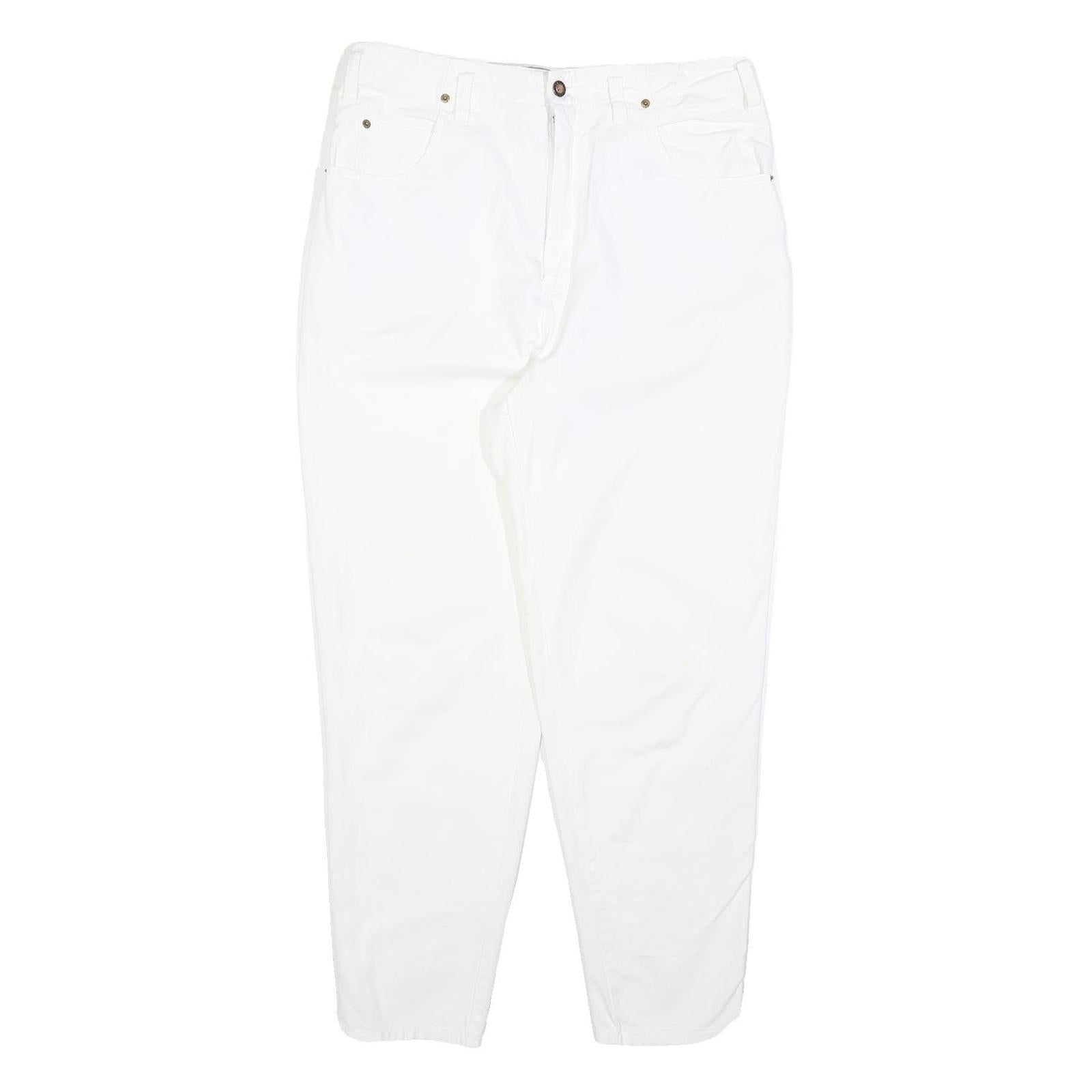 GLOBETROTTER Womens White Regular Fit Straight Denim Woven Cotton Blend Jeans