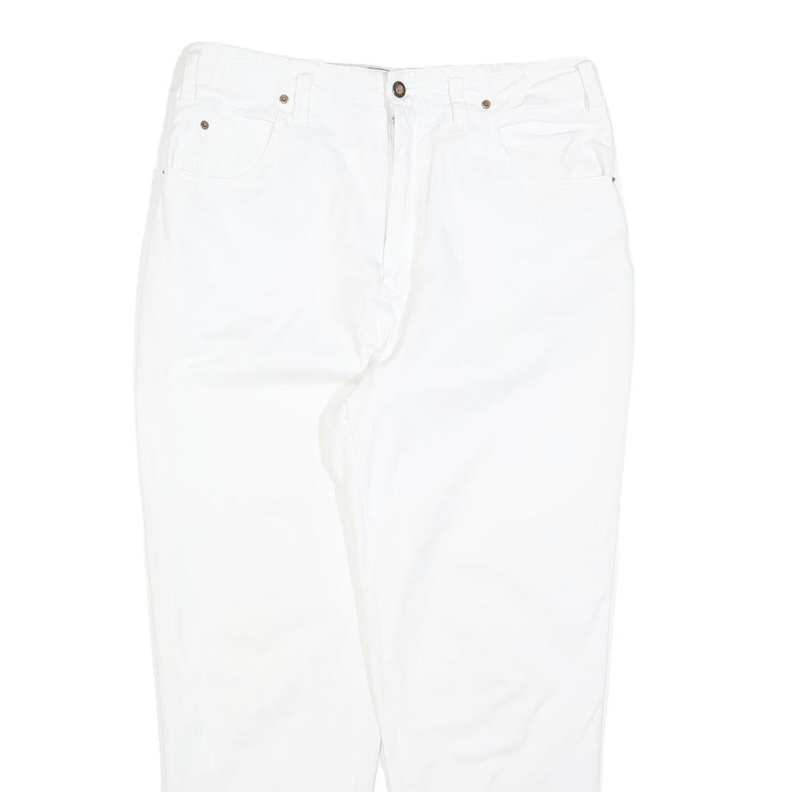 GLOBETROTTER Womens White Regular Fit Straight Denim Woven Cotton Blend Jeans