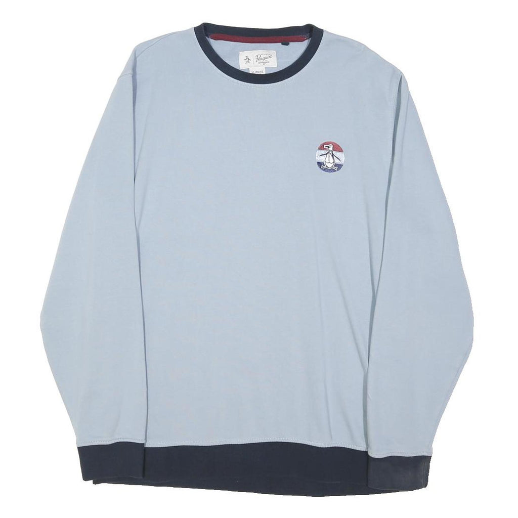 PENGUIN Mens Blue Crew Neck XL Cotton Blend Sweatshirt Logo Detail