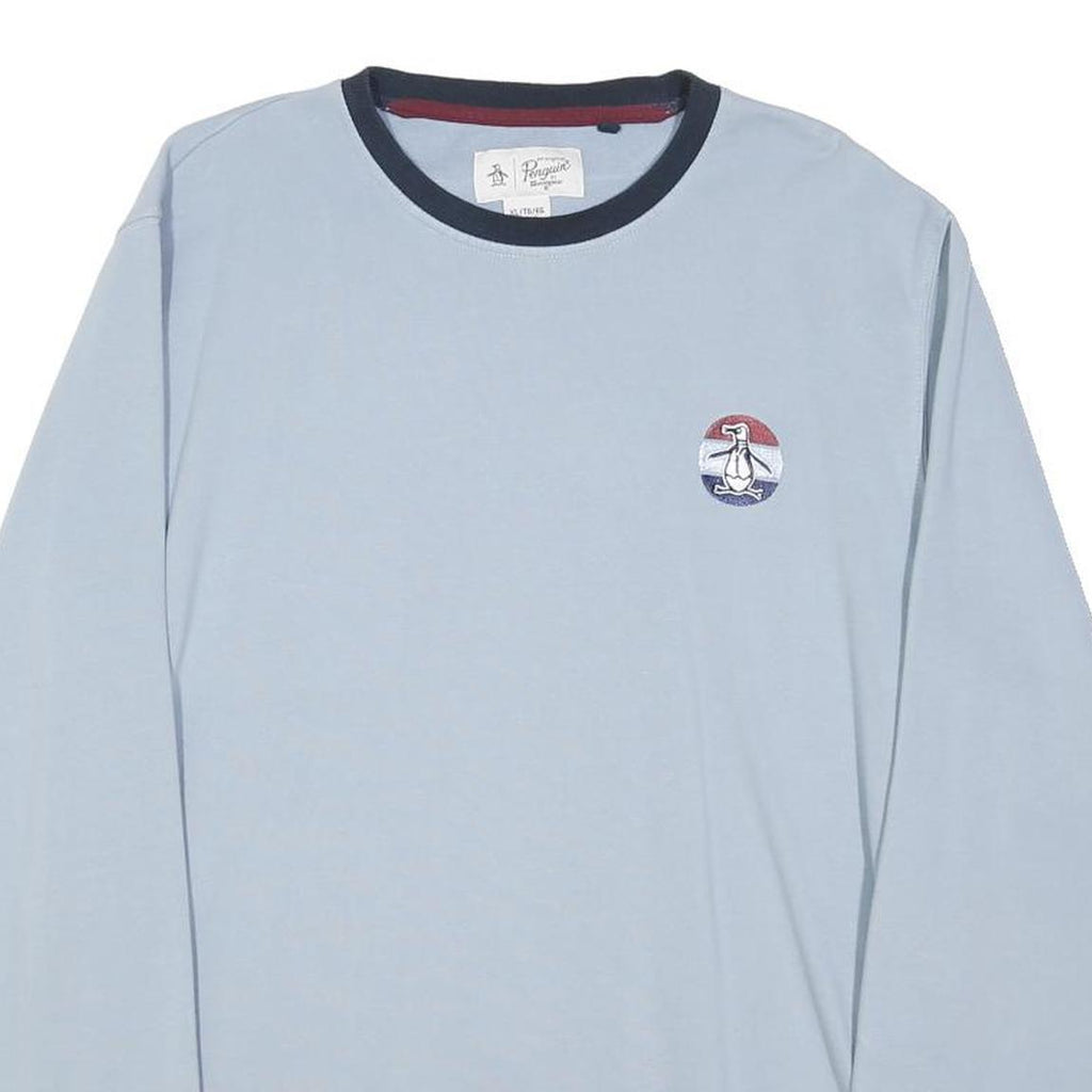 PENGUIN Mens Blue Crew Neck XL Cotton Blend Sweatshirt Logo Detail