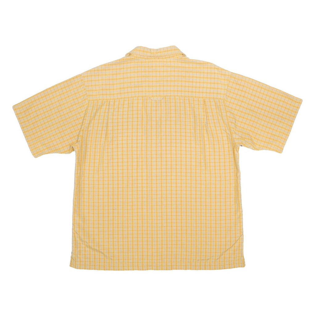 THE NORTH FACE Mens Yellow Checked Shirt L Polyester Blend Button Up Casual
