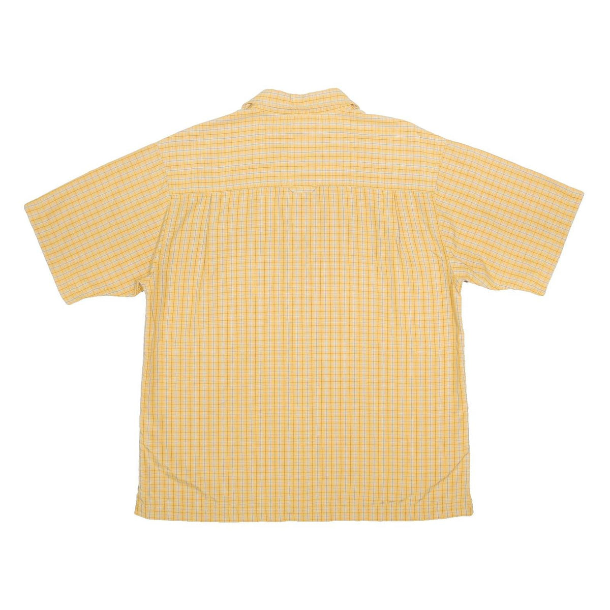 THE NORTH FACE Mens Yellow Checked Shirt L Polyester Blend Button Up Casual