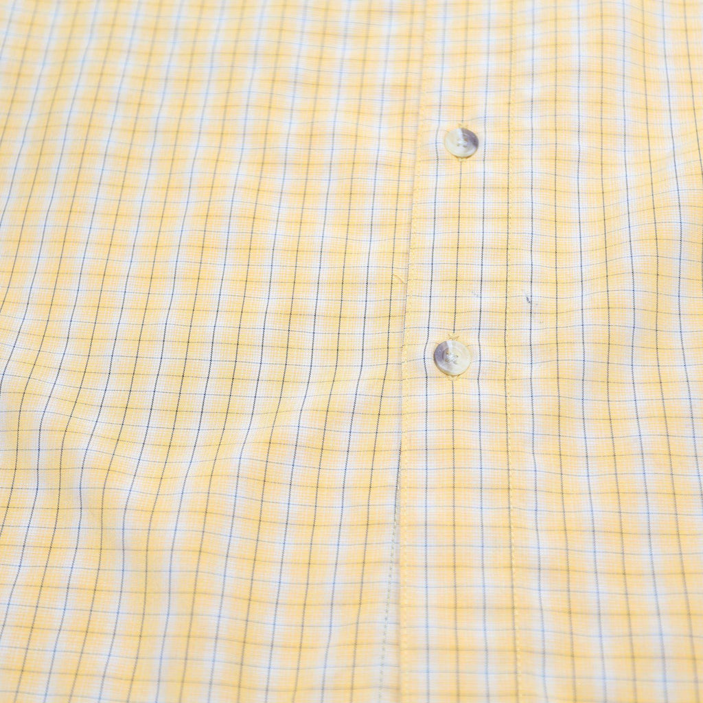 THE NORTH FACE Mens Yellow Checked Shirt L Polyester Blend Button Up Casual