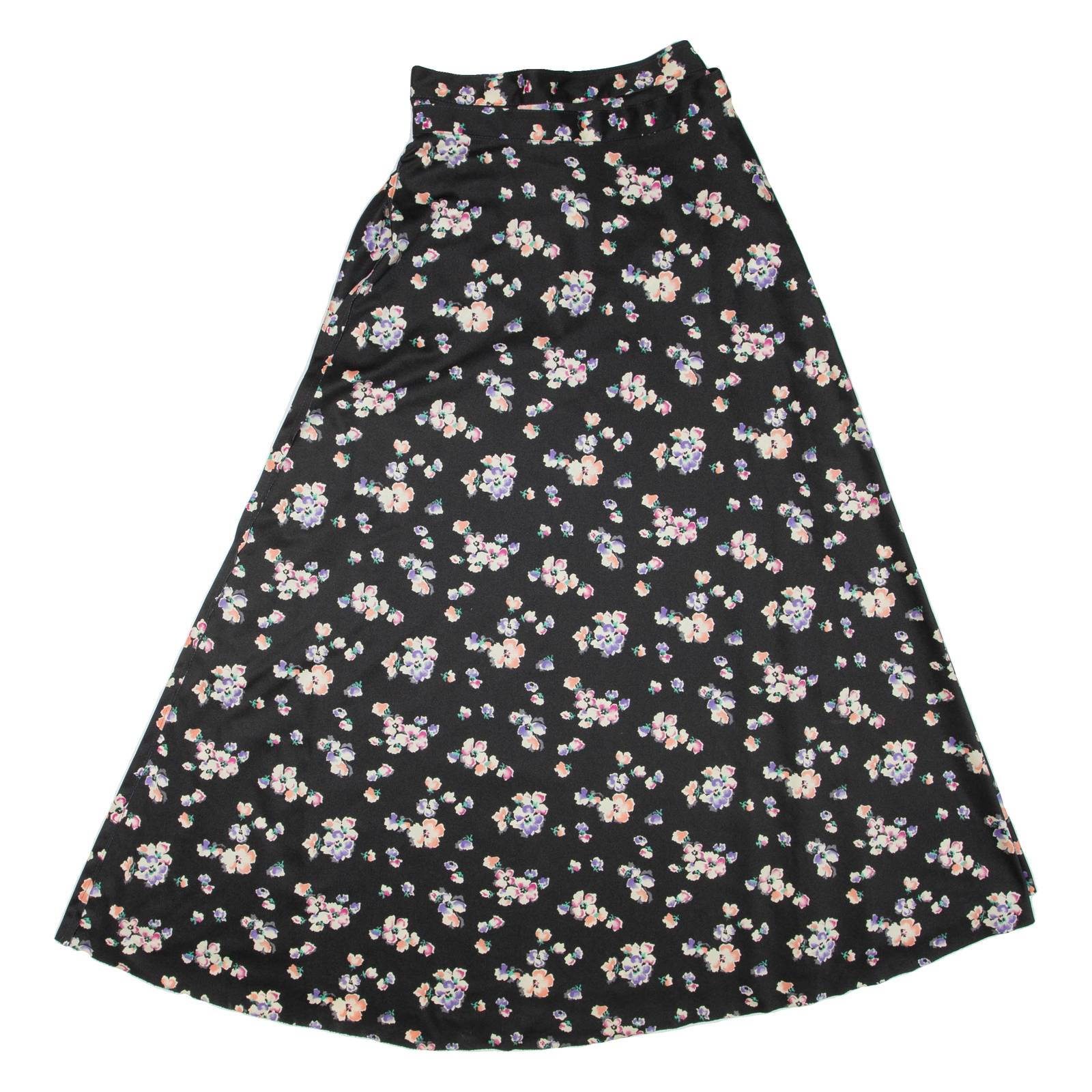 Womens Wrap Skirt Black Long Floral S