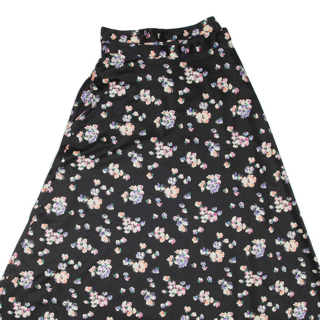 Womens Wrap Skirt Black Long Floral S
