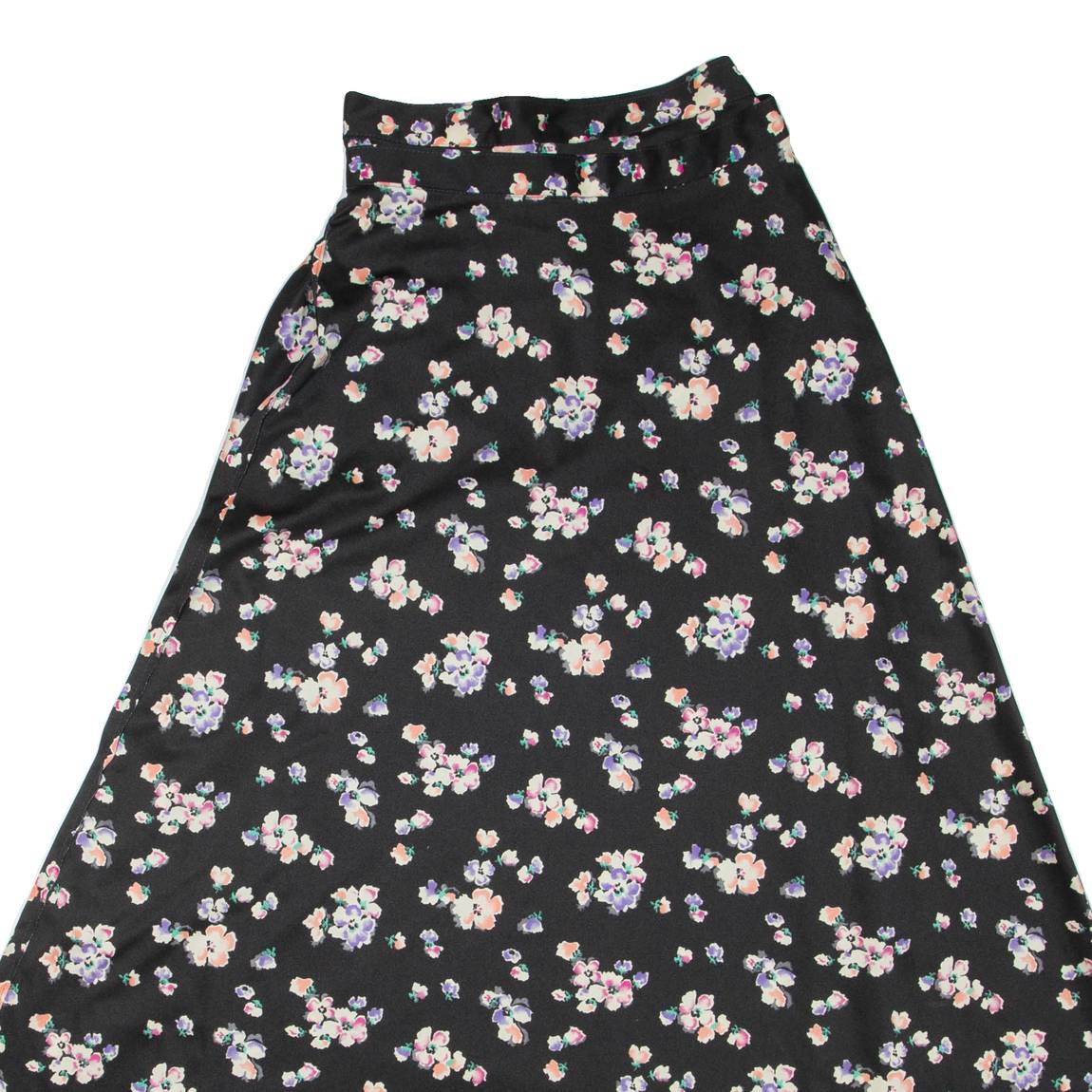 Womens Wrap Skirt Black Long Floral S