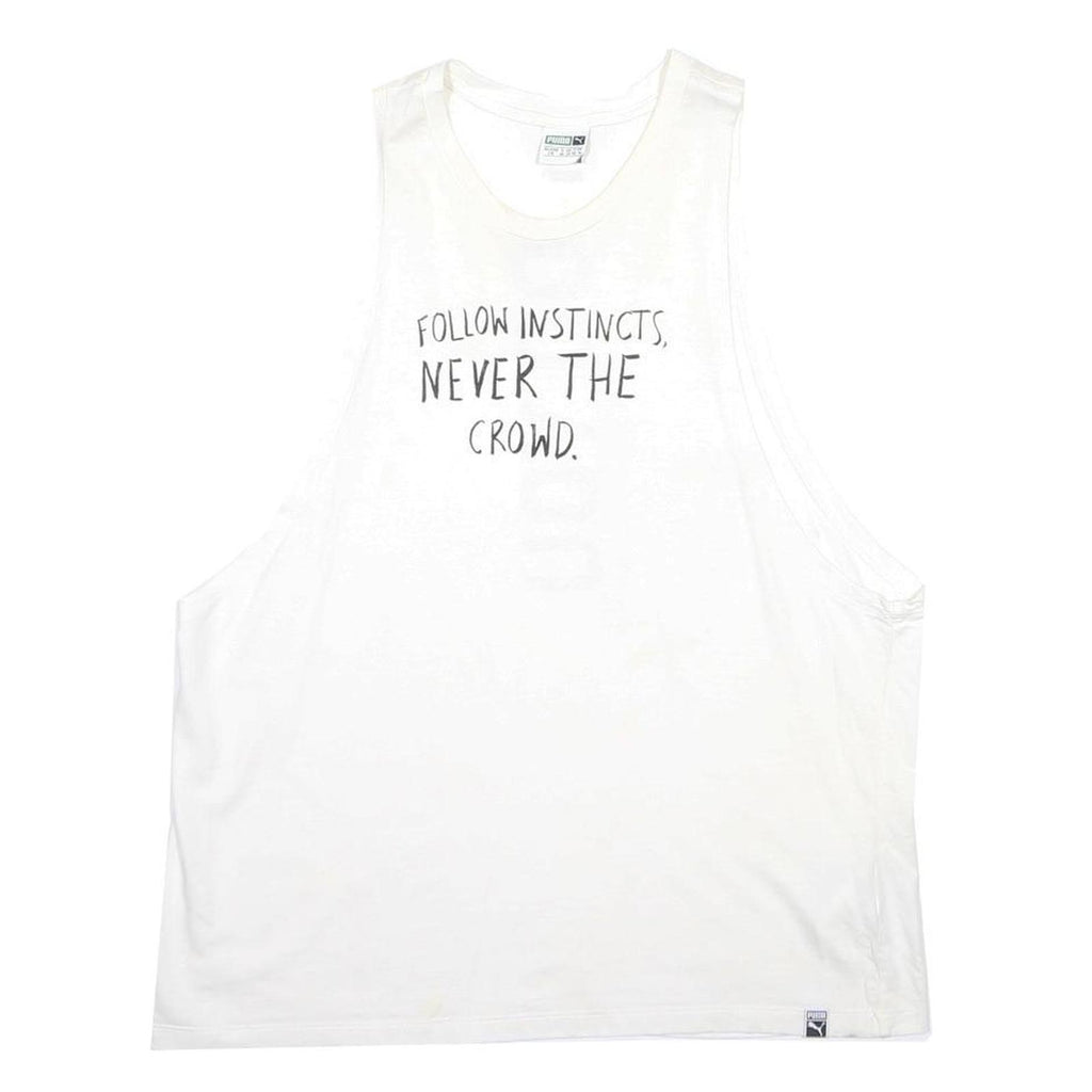 PUMA Womens White Graphic Vest UK 14 Sleeveless Crew Neck Cotton Blend