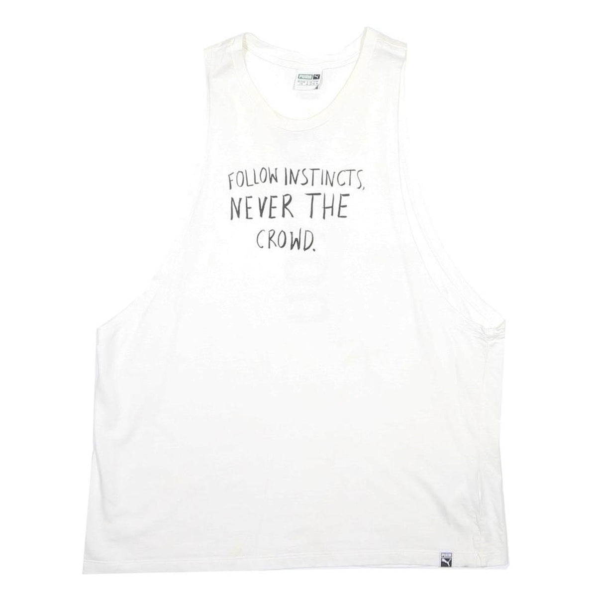 PUMA Womens White Graphic Vest UK 14 Sleeveless Crew Neck Cotton Blend