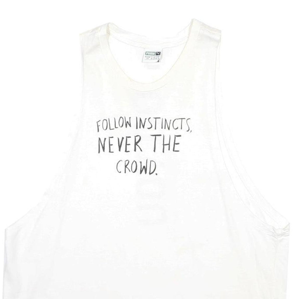 PUMA Womens White Graphic Vest UK 14 Sleeveless Crew Neck Cotton Blend