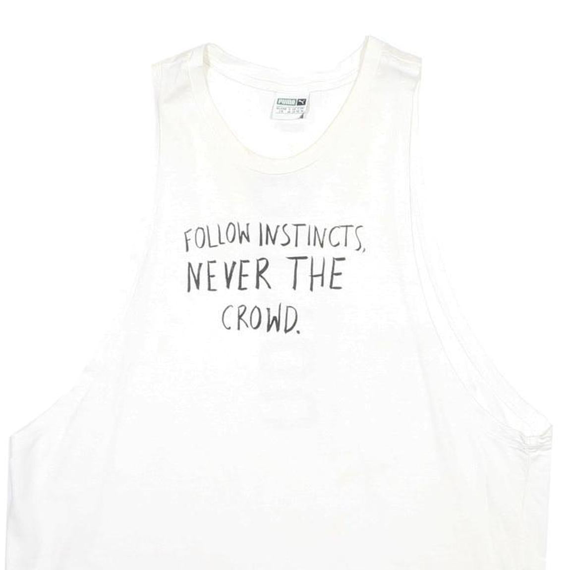 PUMA Womens White Graphic Vest UK 14 Sleeveless Crew Neck Cotton Blend