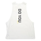 PUMA Womens White Graphic Vest UK 14 Sleeveless Crew Neck Cotton Blend
