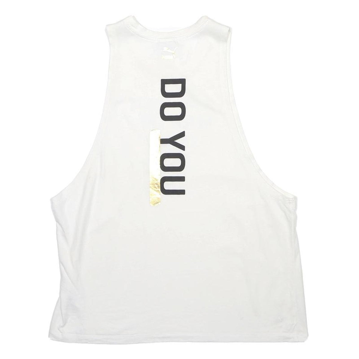 PUMA Womens White Graphic Vest UK 14 Sleeveless Crew Neck Cotton Blend