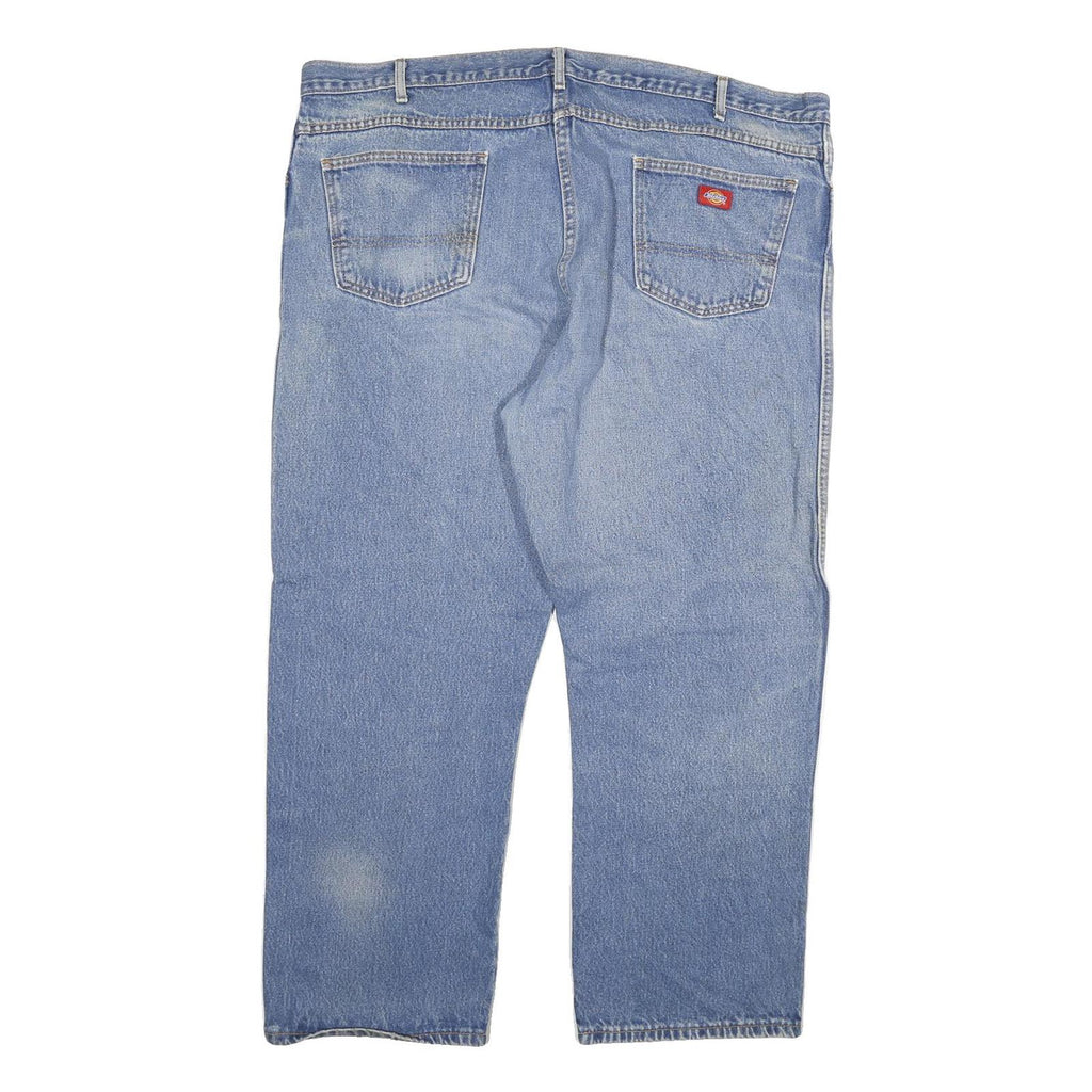 DICKIES Mens Jeans Blue Regular Straight Denim Medium W48 L30 Workwear Zip