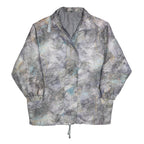 Womens Grey Abstract Print Zip Jacket L Polyester Blend Casual Lightweight