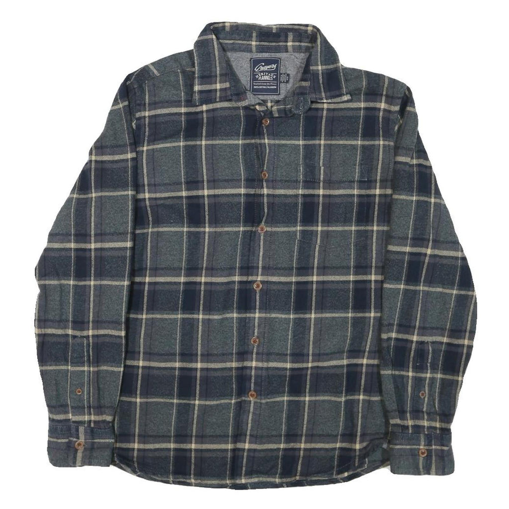 GRAYENS Mens Blue Grey Check Shirt M Cotton Blend Casual Long Sleeve Button
