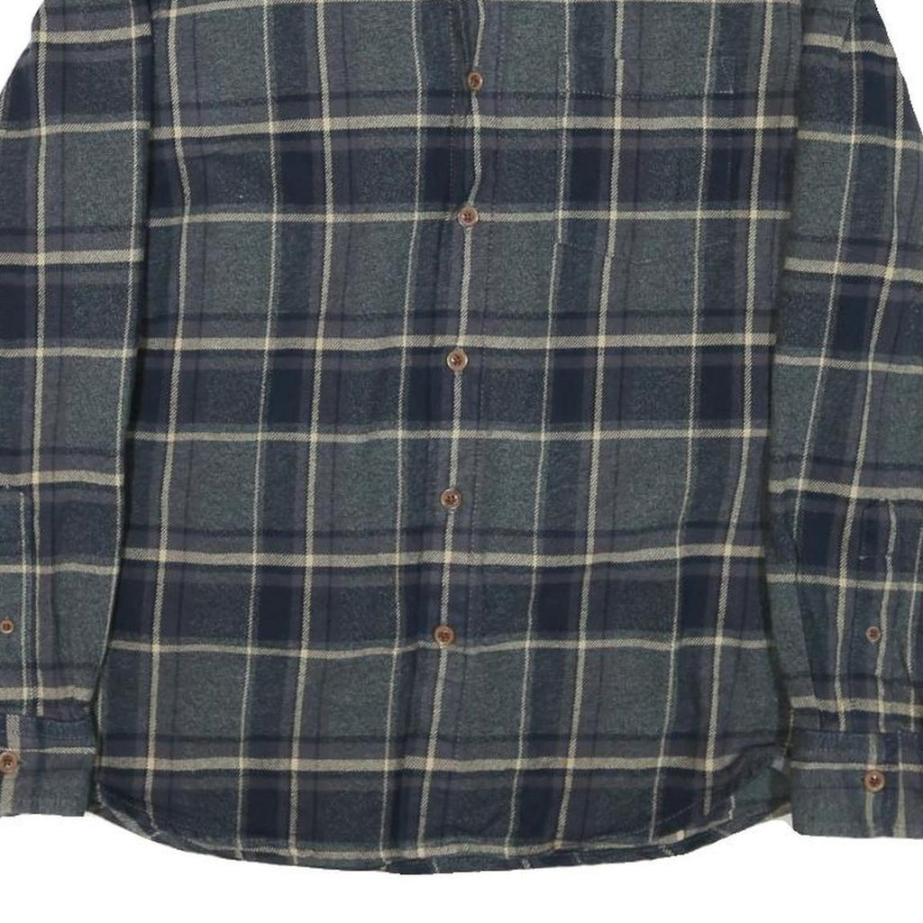 GRAYENS Mens Blue Grey Check Shirt M Cotton Blend Casual Long Sleeve Button