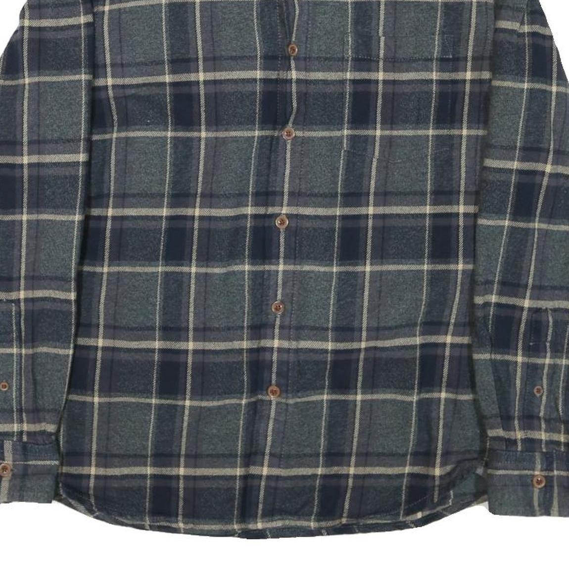 GRAYENS Mens Blue Grey Check Shirt M Cotton Blend Casual Long Sleeve Button