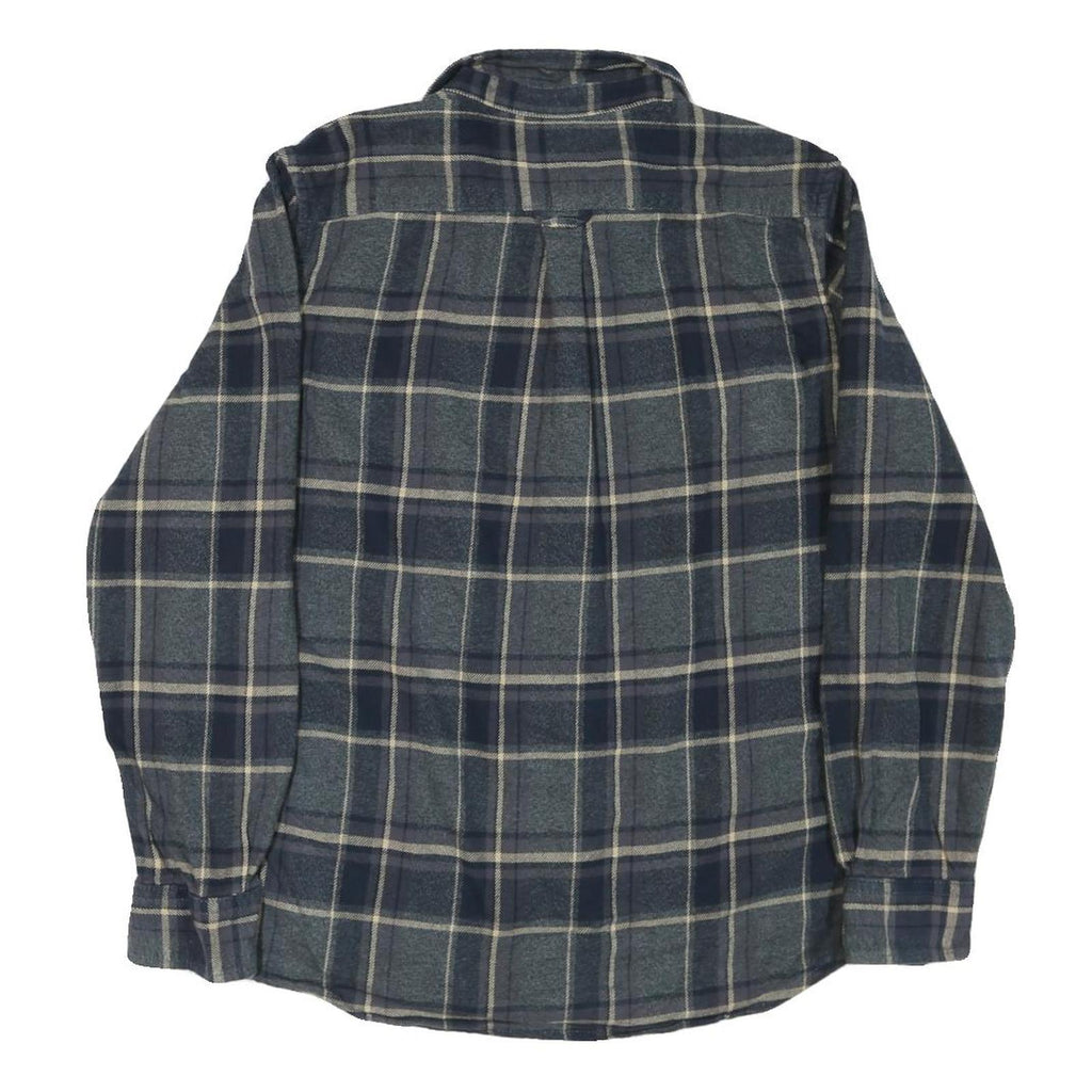 GRAYENS Mens Blue Grey Check Shirt M Cotton Blend Casual Long Sleeve Button