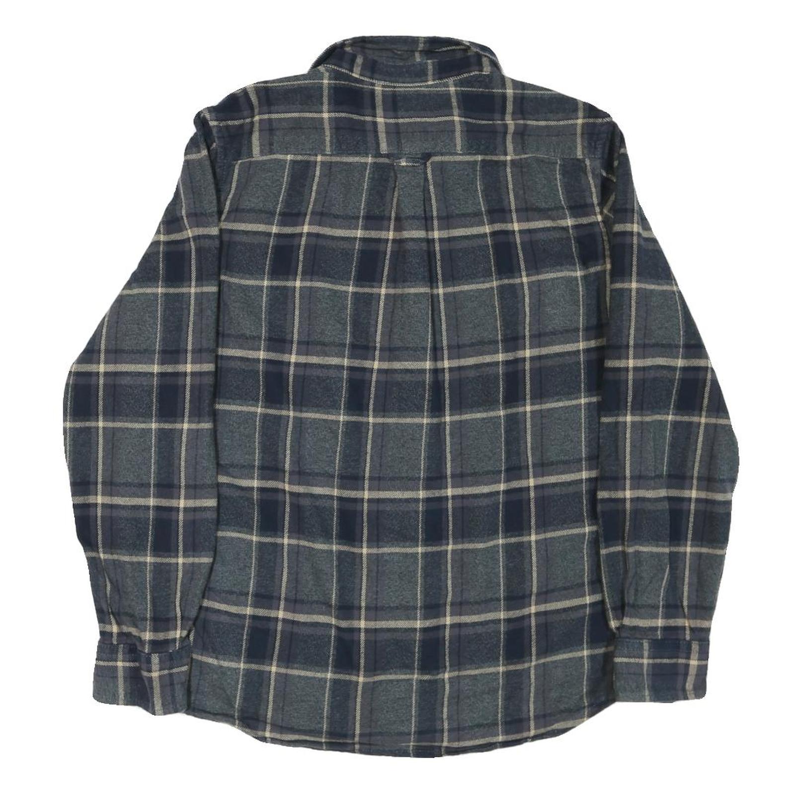 GRAYENS Mens Blue Grey Check Shirt M Cotton Blend Casual Long Sleeve Button