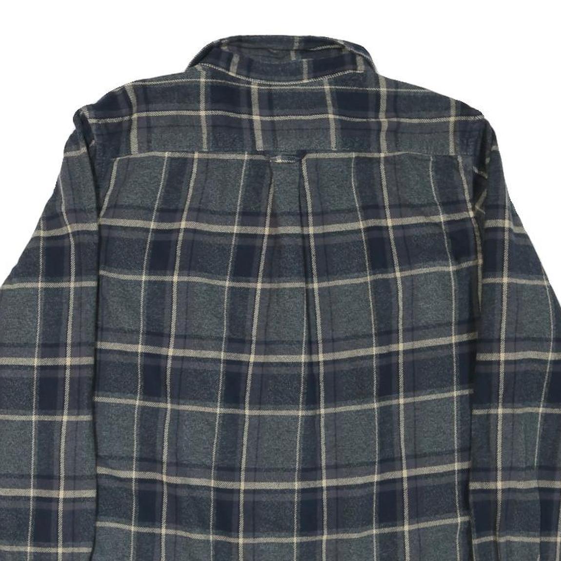 GRAYENS Mens Blue Grey Check Shirt M Cotton Blend Casual Long Sleeve Button