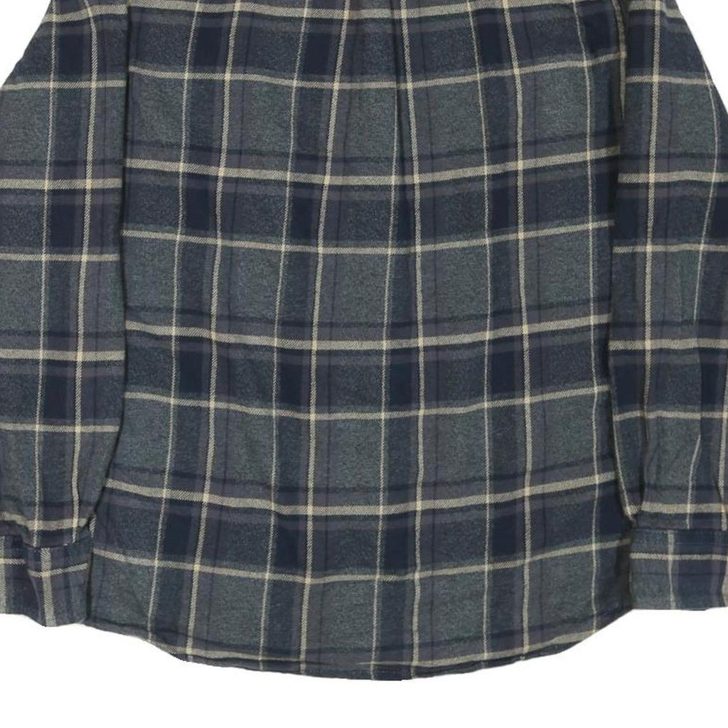 GRAYENS Mens Blue Grey Check Shirt M Cotton Blend Casual Long Sleeve Button