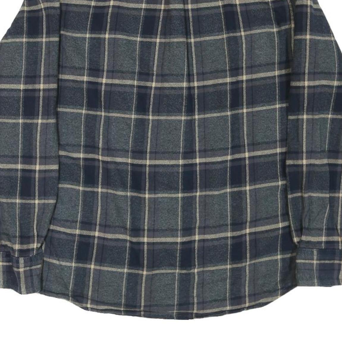 GRAYENS Mens Blue Grey Check Shirt M Cotton Blend Casual Long Sleeve Button