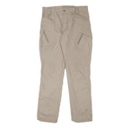 Beige Mens Regular Fit Casual Trousers W32 L30 Polyester Blend Zip Pockets