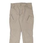 Beige Mens Regular Fit Casual Trousers W32 L30 Polyester Blend Zip Pockets
