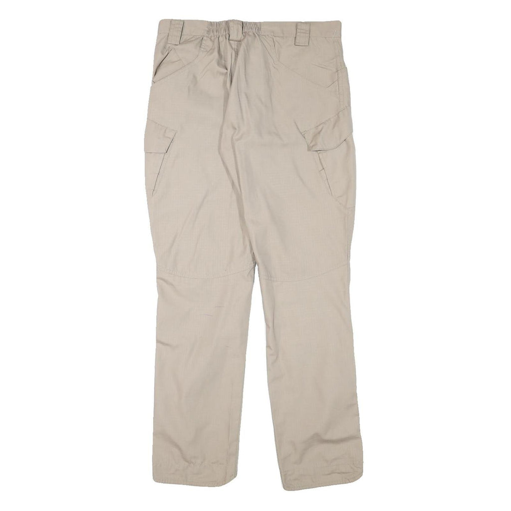 Beige Mens Regular Fit Casual Trousers W32 L30 Polyester Blend Zip Pockets