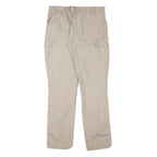 Beige Mens Regular Fit Casual Trousers W32 L30 Polyester Blend Zip Pockets