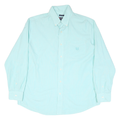 CHAPS Mens Blue Plain Cotton Blend Shirt L Button-Down Collar Long Sleeve Casual