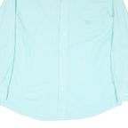 CHAPS Mens Blue Plain Cotton Blend Shirt L Button-Down Collar Long Sleeve Casual
