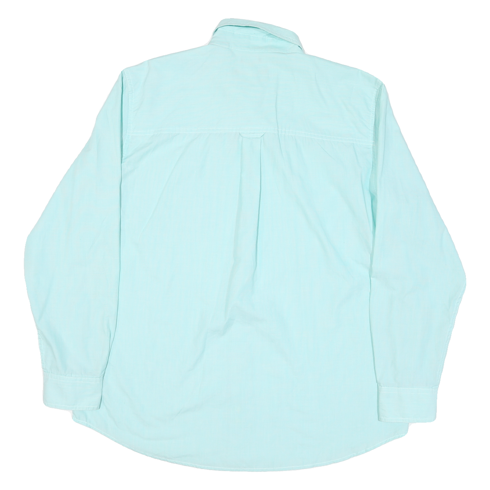 CHAPS Mens Blue Plain Cotton Blend Shirt L Button-Down Collar Long Sleeve Casual