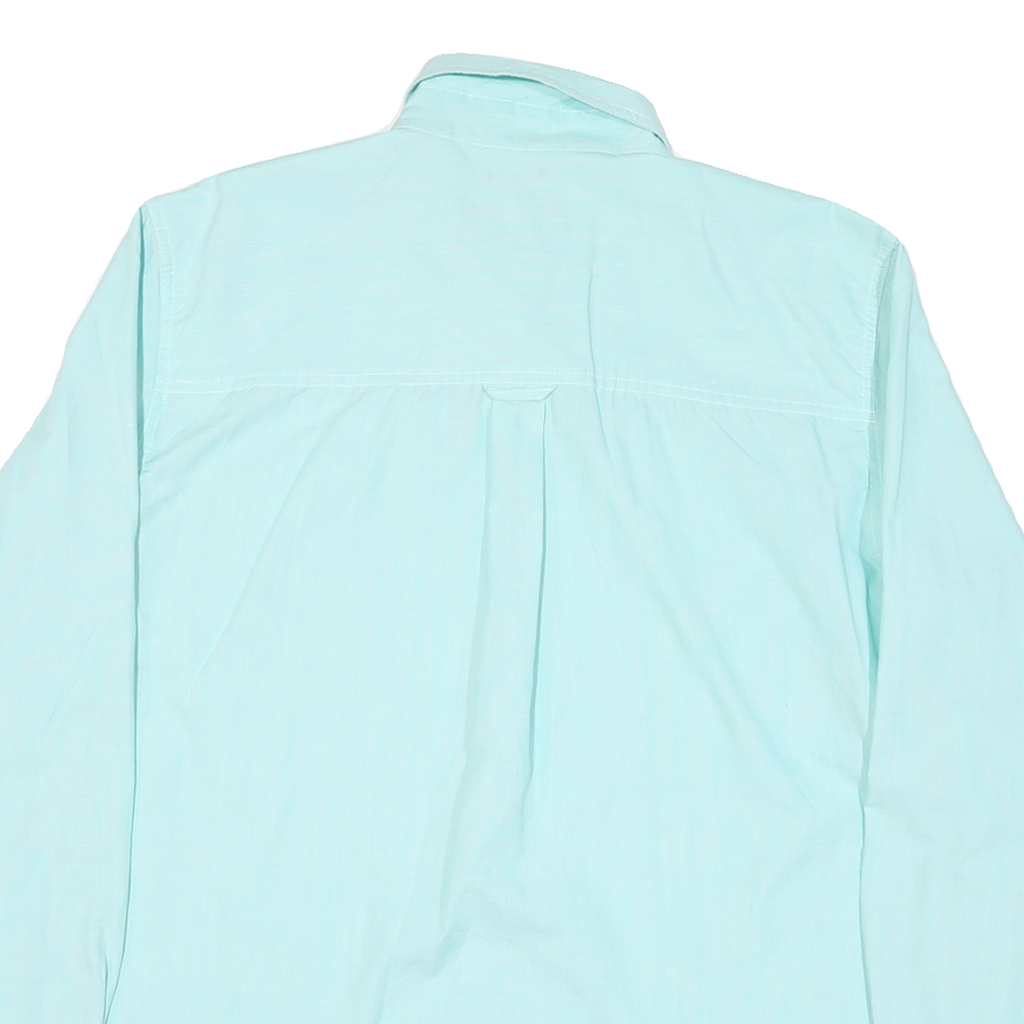 CHAPS Mens Blue Plain Cotton Blend Shirt L Button-Down Collar Long Sleeve Casual