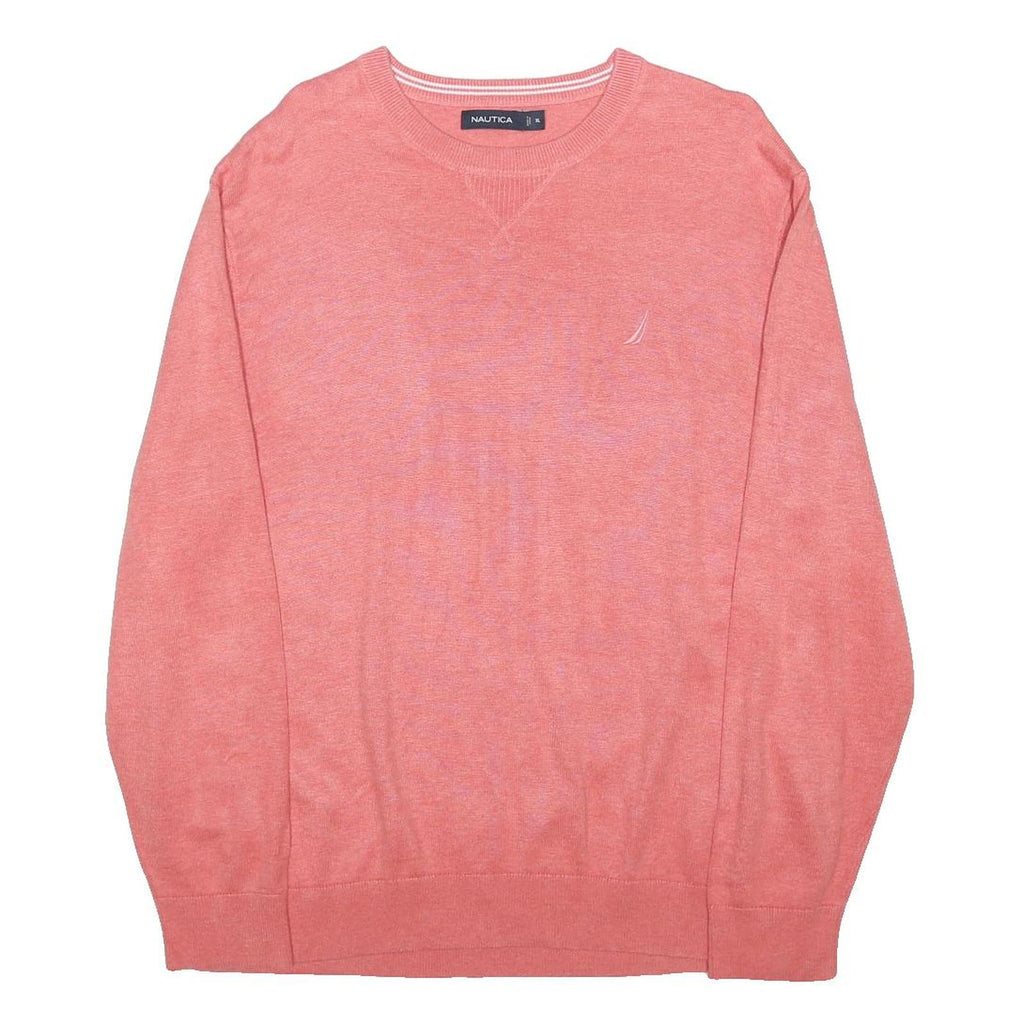 NAUTICA Mens Pink Patterned Jumper Crew Neck Basic Knit XL Cotton Blend