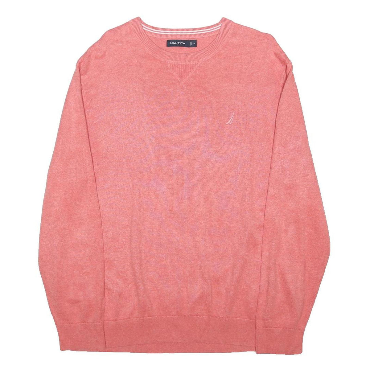 NAUTICA Mens Pink Patterned Jumper Crew Neck Basic Knit XL Cotton Blend