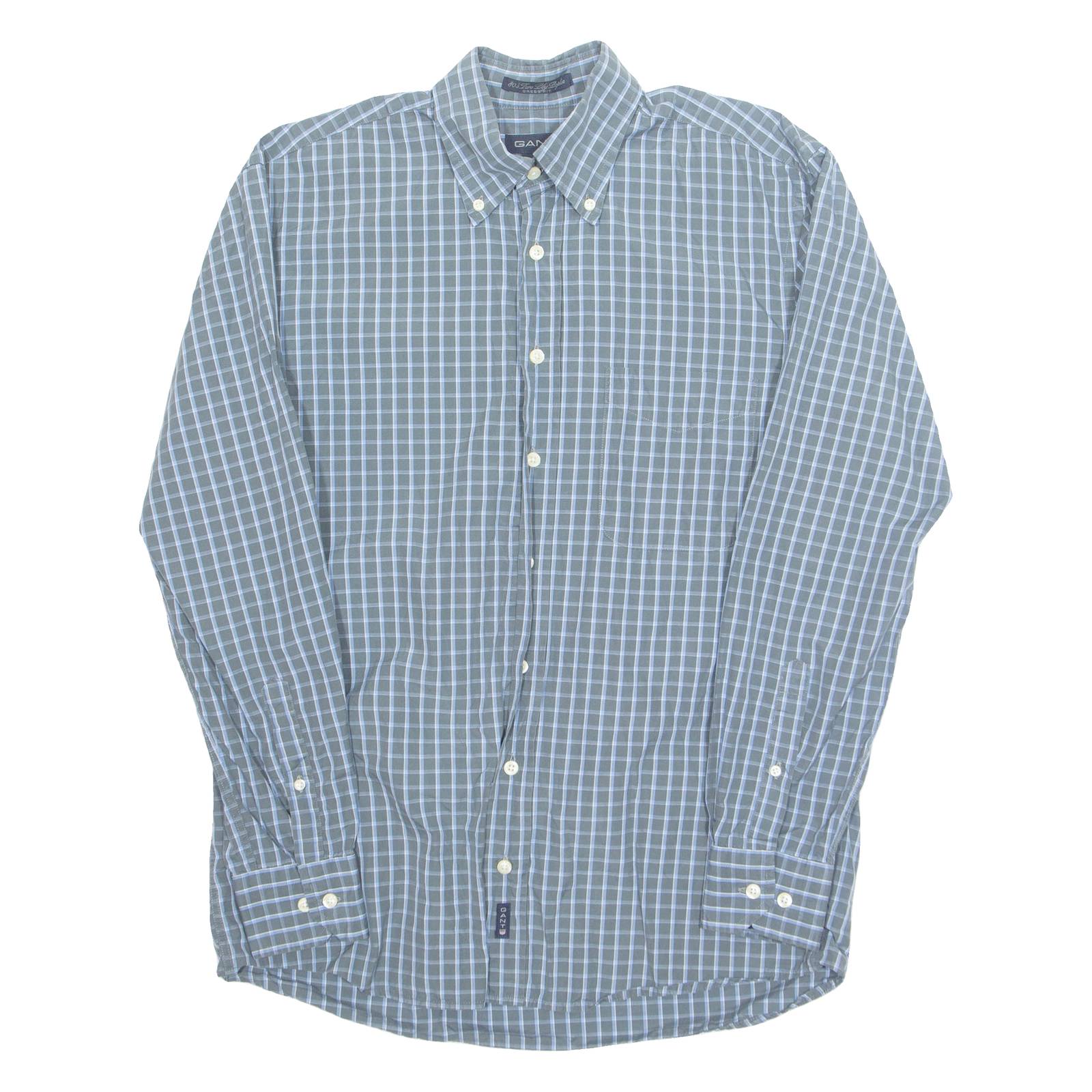 GANT Mens Shirt Blue Check Long Sleeve M