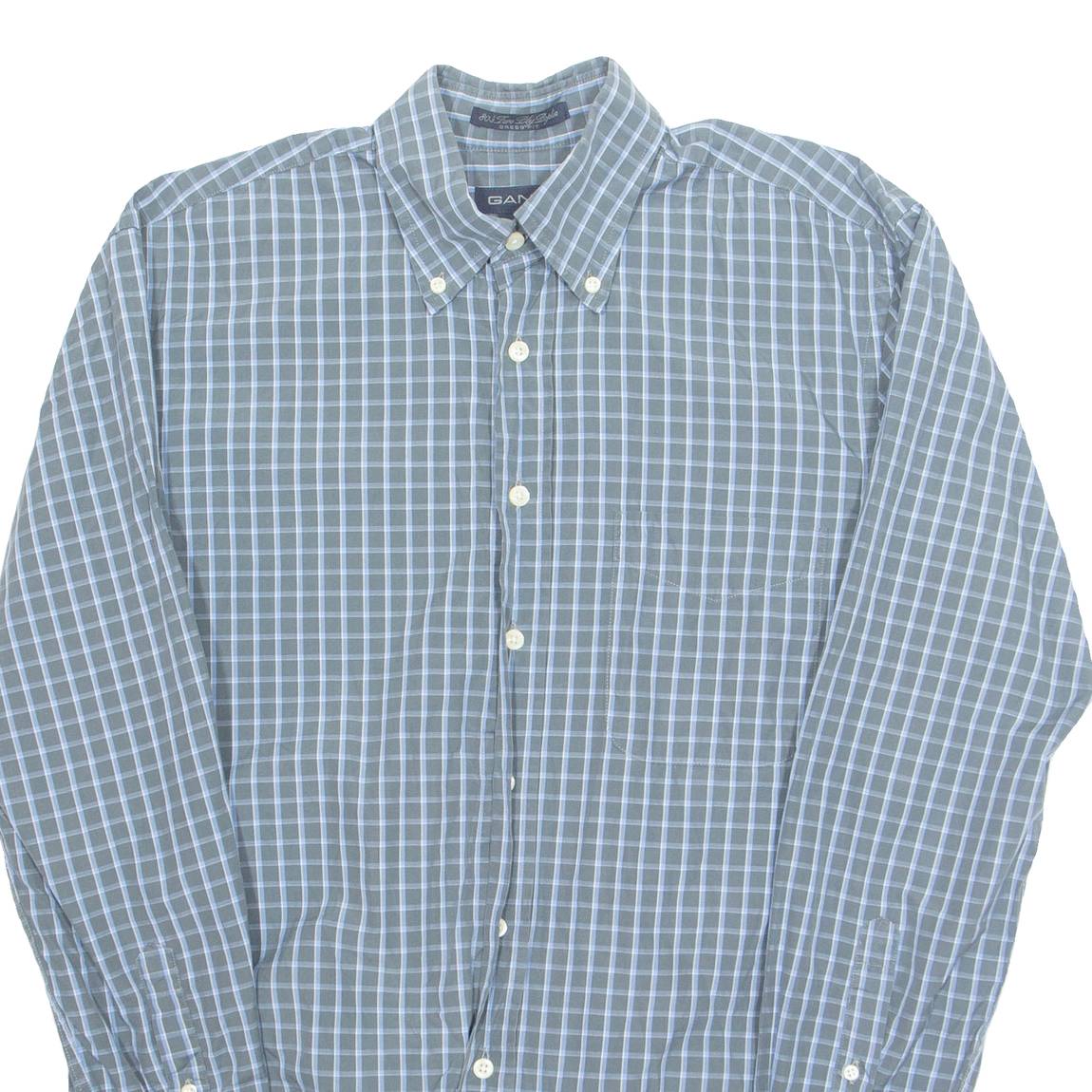 GANT Mens Shirt Blue Check Long Sleeve M