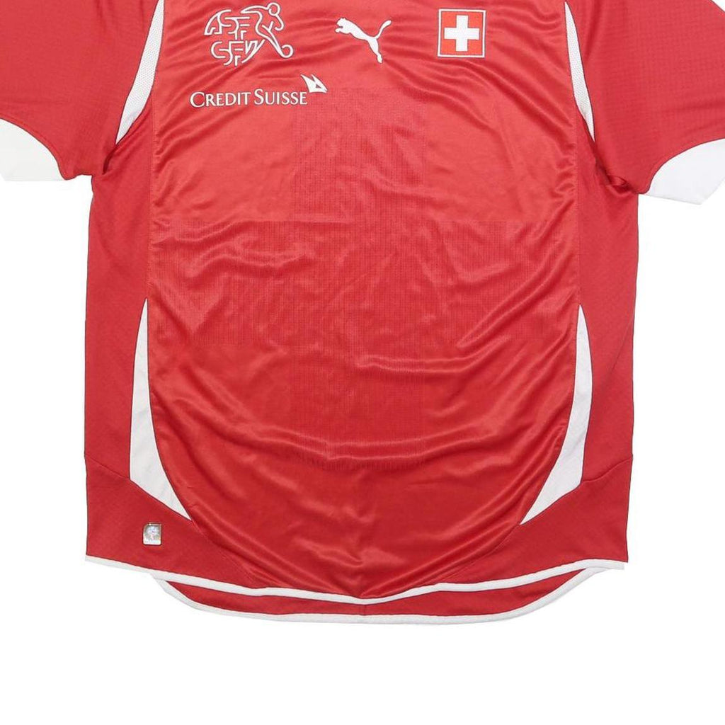 PUMA 2010-11 Switzerland Home Mens Red Football Shirt L Short Sleeve V-Neck