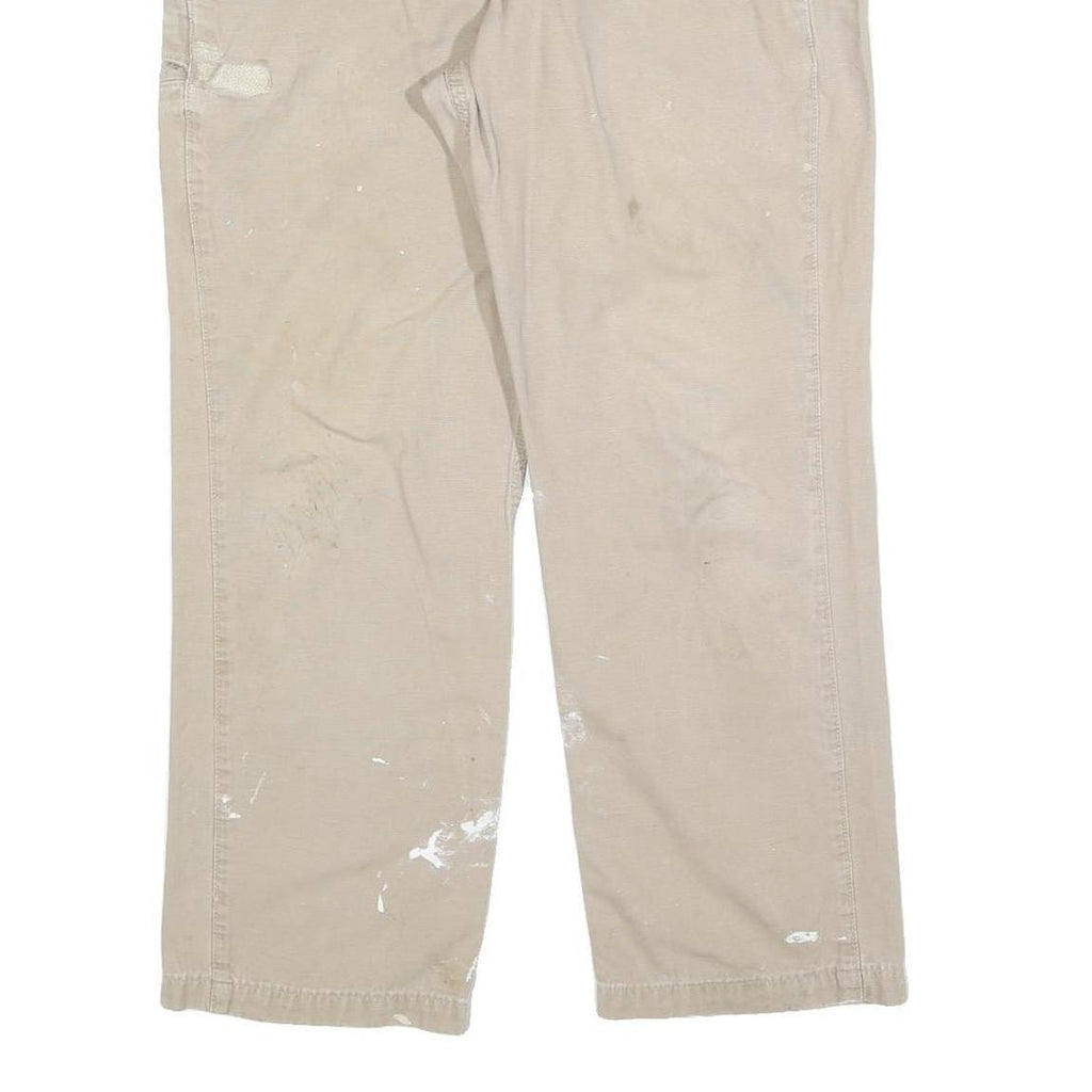 CARHARTT Mens Cotton Blend Beige Relaxed Straight Trousers W34 L30 Workwear