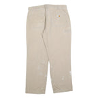 CARHARTT Mens Cotton Blend Beige Relaxed Straight Trousers W34 L30 Workwear
